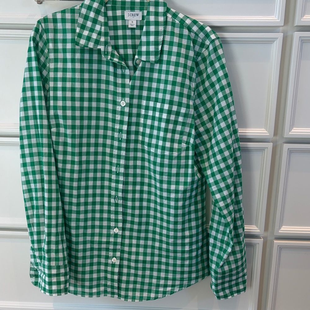 J. Crew Green Checkered Shirt